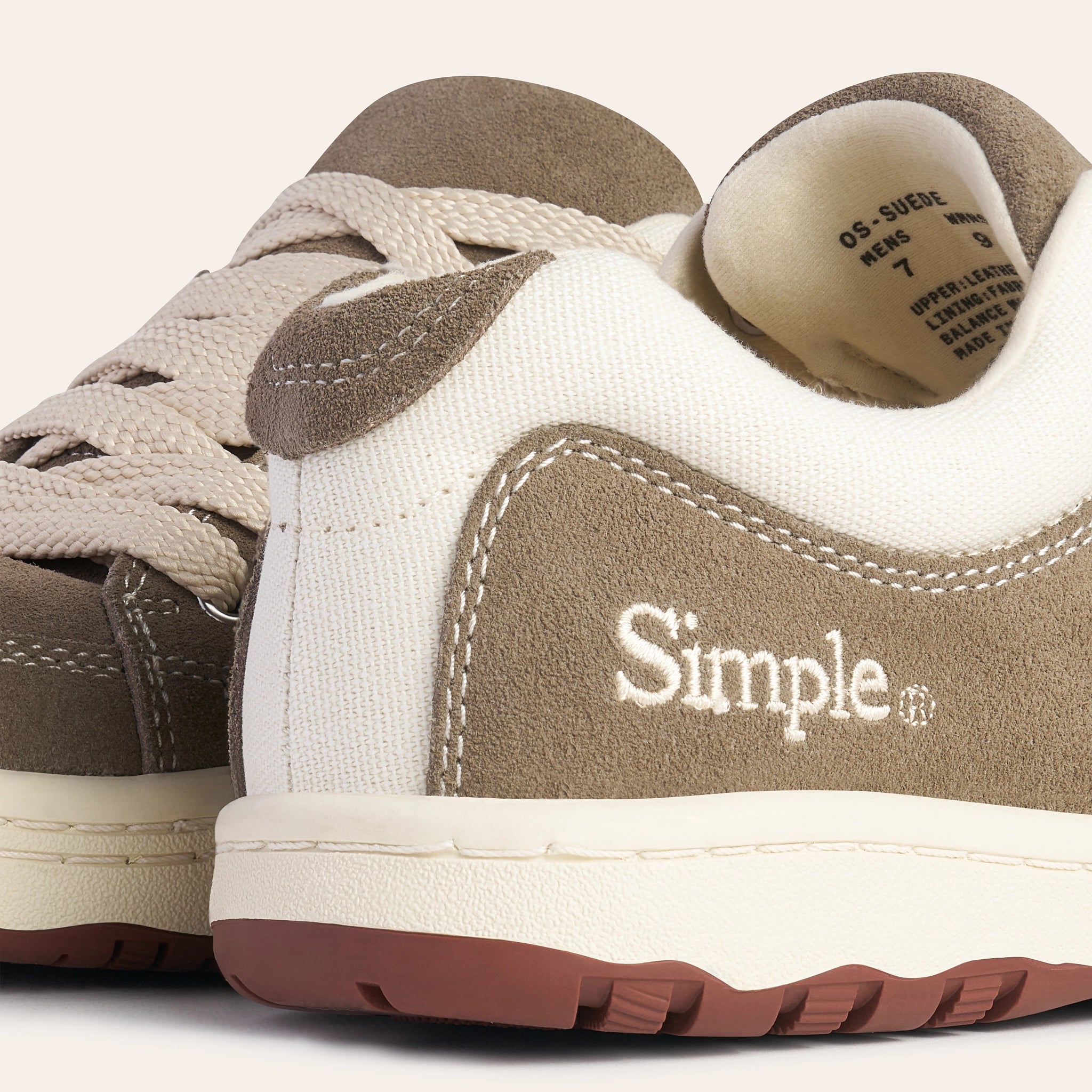 Men's Simple suede sneakers in beige and cream with a textured design and comfortable fit.