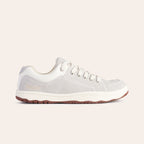 Light grey casual sneakers with suede material and white accents, featuring a comfortable lace-up design.