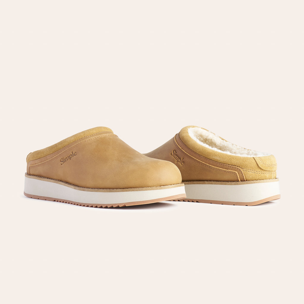 Classic Suede And Shearling Clog Side Profile Image