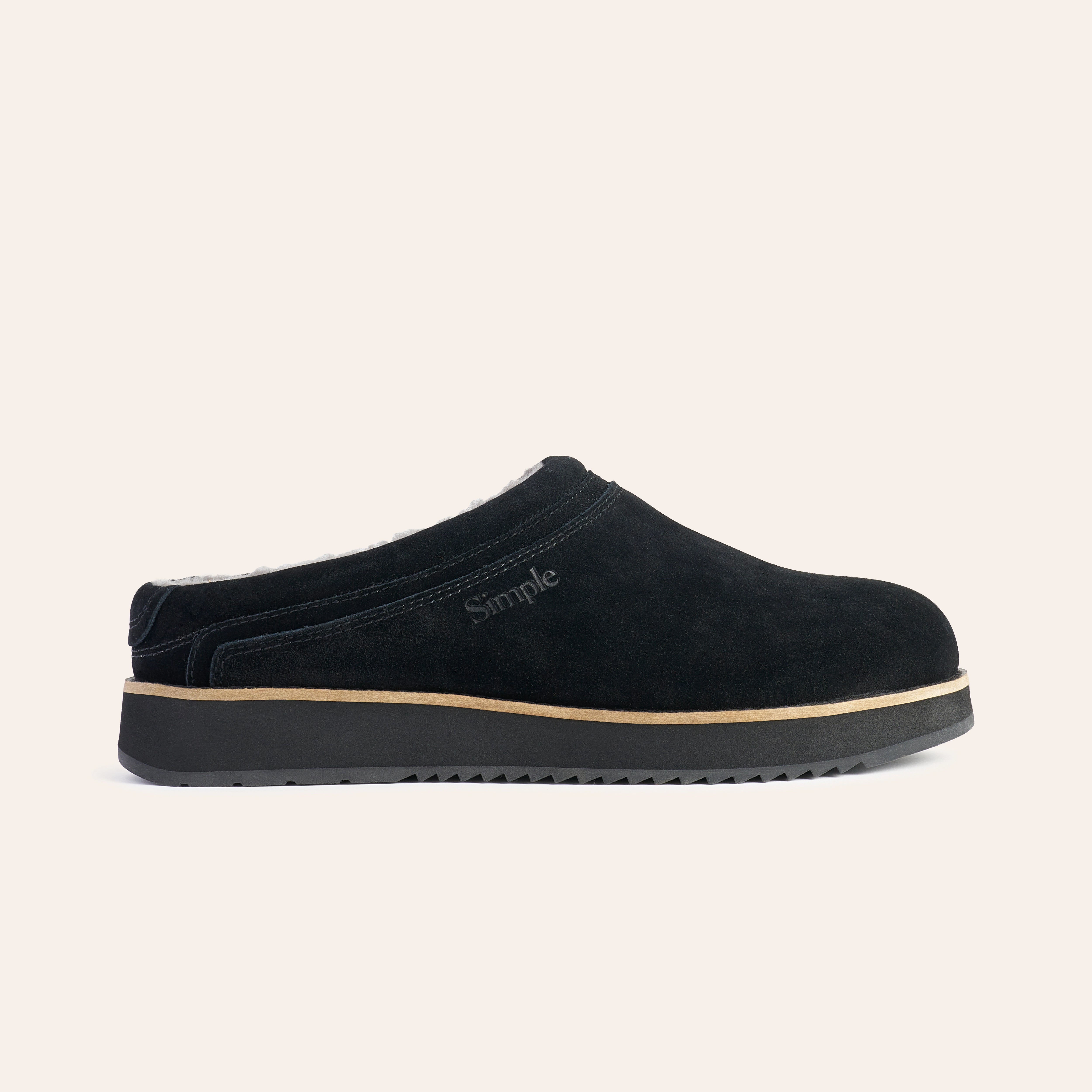 Suede And Shearling Clog Right Image