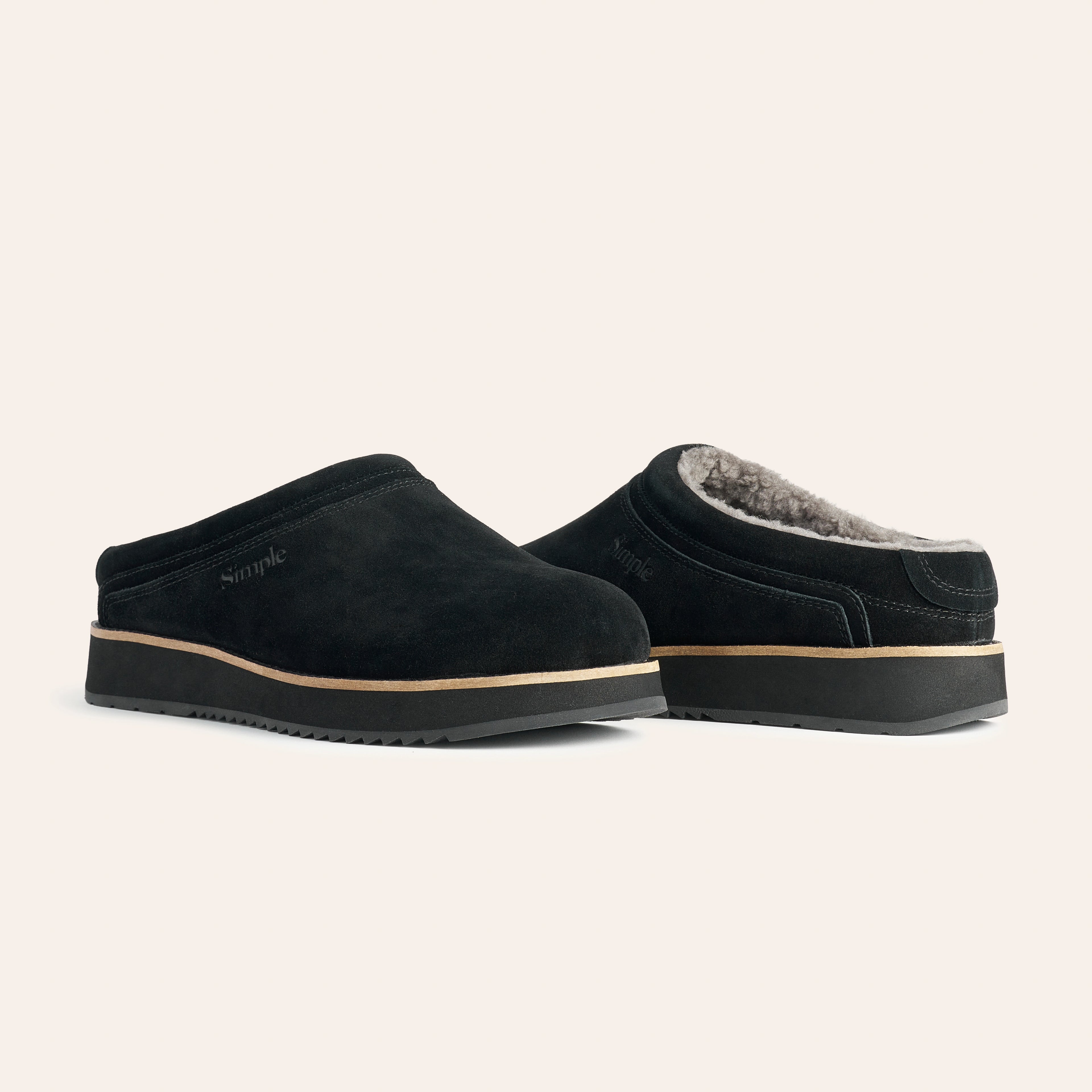Suede And Shearling Clog Side Profile Image
