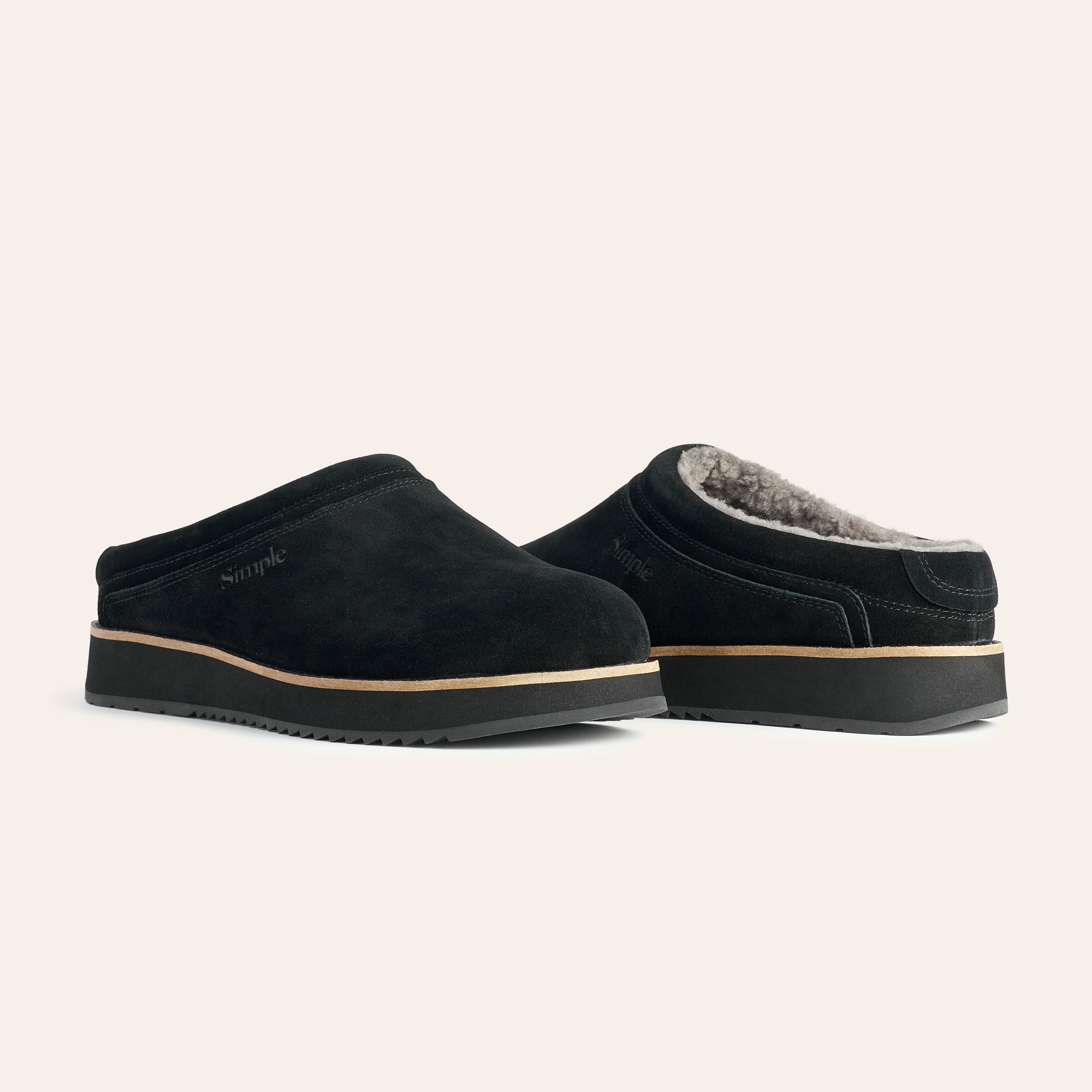 Suede And Shearling Clog Side Profile Image